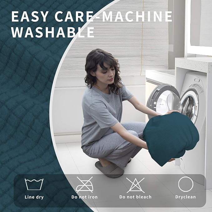 Easy-Going 4 Pieces Oversized Recliner Stretch Sofa Slipcover Sofa Cover Furniture Protector Couch Soft with Elastic Bottom Polyester Spandex Jacquard Fabric Small Checks DeepTeal,X-Large