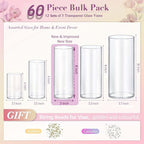 60pcs New & Improved Glass Vase Cylinder Vases for Centerpieces Small Flower Glass Clear Vases Home Decor Centerpiece Table Flower Vase Decorations for Wedding Decoration＆Holiday Mixed Sizes Tall