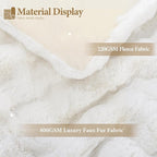 Touchat Luxury 1000GSM Faux Rabbit Fur Throw Blanket, Super Heavy Warm Cozy Blankets for Couch Bed Sofa, Bubble Plush Fuzzy Elegant Soft Reversible Mink Blanket for Living Room Bedroom, Cream White