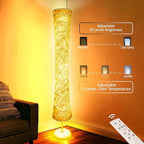 WORLD WIN Floor Lamp, 61'' Smart RGB LED Corner Lamp with Music Sync and 16 Million DIY Colors, 3 Color Temperature, APP & Remote Control, Color Changing Standing Floor Lamp with Stand