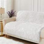 AMTOVO Faux Fur Sheepskin Rug for Living Room, 4 x 6 ft White Fluffy Area Rug for Bedroom, Playroom, Luxury Room Decor, Rectangle