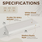 24 inch Floating Shelves Long Floating Shelves for Wall Large Wall Mounted Shelves with Invisible Brackets, White Shelves for Bathroom, Living Room, Kitchen, Office, 24x6.7 inch deep Set of 2