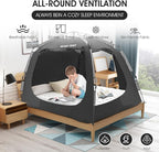 Bed Tent Bed Canopy Full Size,One-Click Bed Tents Breathable Privacy Sleep Tent with 3 Large Doors for Kids and Adult