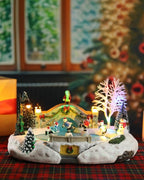 Bdor Christmas Village Lighted Decoration Musical Animated Display Christmas Collectible Skating Battery Operated Indoor Decor