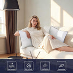 OKBA 12x12 Throw Pillow Inserts Set of 2-Fluffy Square Cushions with 100% Cotton Covers-Decorative White Pillow Fillers for Sofa, Bed, Couch, Living Room, Indoor Hotel Pillows