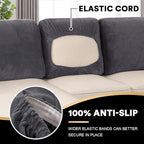 PrinceDeco Sectional Couch Covers Velvet Cushion Covers for Sectional Couch Cushion Covers for Sectional Sofa Separate Sectional Sofa Slipcovers Washable(1 Chaise Back+ 2 Sofa Back,Grey)