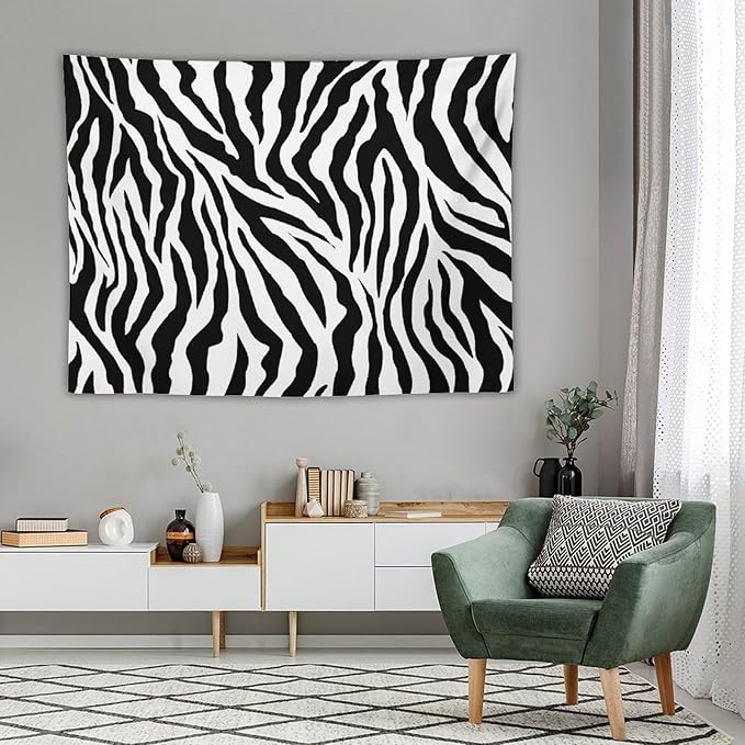HZOHNAGO Zebra Print Tapestry Nature Wild Animals Black and White Stripe Printed Wall Tapestry Painting Wall Hanging for Bedroom Living Room Dorm 80" W x 60" H