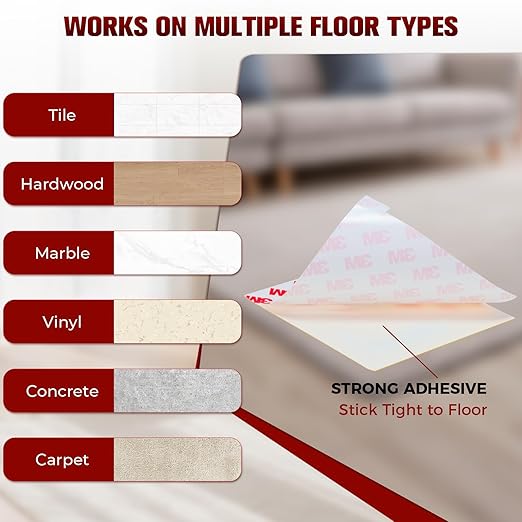 Carpet Tape Double Sided, Heavy Duty Rug Tape for Hardwood Floors, Non-Slip Carpet Adhesive Tape for Area Rugs, Strong Grip, No Residue