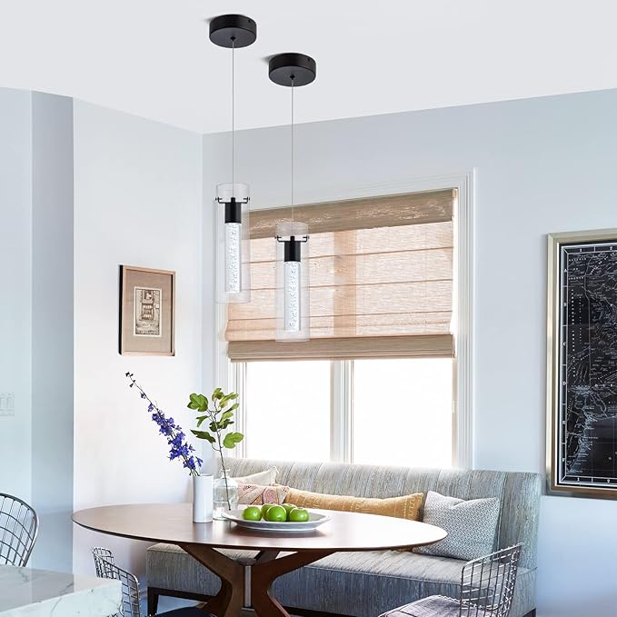 3-Pack Mini Pendant Lights, Pendant Lighting for Kitchen Island with 24W CRI80 1920Lumen 6000K Black Finish for Kitchen Restaurant, Dining Room