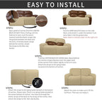 Easy-Going 6 Pieces Recliner Loveseat Stretch Sofa Slipcover Sofa Cover Furniture Protector Couch Soft with Elastic Bottom Kids, Spandex Jacquard Fabric Small Checks Beige