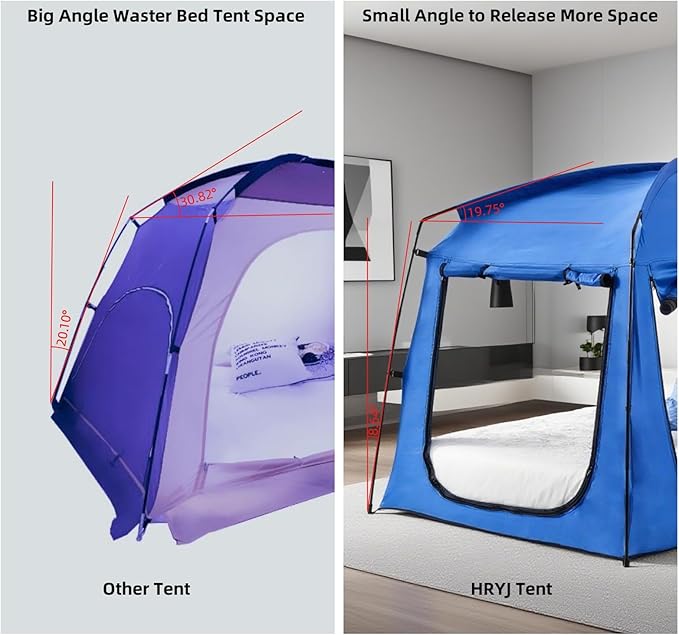 Privacy Blackout Sleep Bed Tent for Adults Kids Portable Bed Canopy Lightweight Breathable Mesh Windows Tents