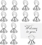 PATIKIL 12 Pack 1.57 Inch Table Number Holders, Weighted Base Place Card Holders Picture Stand Photo Sign Clips for Wedding Reception Restaurants, Silver