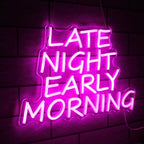 Bar Neon Sign Late Night Early Morning Neon Signs for Wall Decor Beer LED Neon Sign Pink Letter Neon Light Sign Dimmable Neon Lights for Bedroom Bar Party Hotel Club Party Man Cave Decor