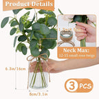 Vintage Glass Vases for Flowers, Set of 3 Clear Vases for Farmhouse Wedding Centerpiece Cylinder Bottle for Reception Table Decoration Home Decor Floral Arrangements