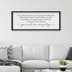 ZZJJHYWGQ Romantic Movie Quote Sign So It's Not Gonna Be Easy Home Wall Decor Art 32"×12" You and Me Everyday Love Family Sign For Master Bedroom Above Bed (Black)