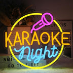 Karaoke Night Neon Sign Music Room Decor Karaoke Bar LED Sign for Wall Decor Karaoke Live On Air Neon Lights Signs Bar Open Neon Wall Light for Music Studio Game Room Decor