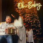 Warm White Oh Baby Letter Neon Sign，USB Powered LED Neon Light with Adjustable Brightness,Light Up Neon Signs for Bedroom Birthday Party Wedding Christmas Halloween Aesthetic