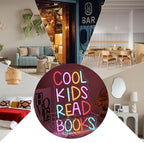 Cool Kids Read Books Neon Sign for Wall Decor, Reading Books Neon Light, Classroom Letter LED Light Up Sign for Library Classroom Reading Corner Bedroom Decor