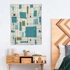 ICMOLYYENLO Boho Medieval Cat Tapestry, Abstract Atomic Starburst Geometric Aesthetic Art Wall Hanging For Bedroom Living Room Dormitory 60x60 Inches