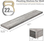 Sorbus Floating Shelves for Wall - 48 Inch Long Bathroom Shelves, Wall Decor for Bedroom, Kitchen, Living Room & Book Storage - Mounted Floating Shelf with Invisible Brackets (Gray, 2 Pack)