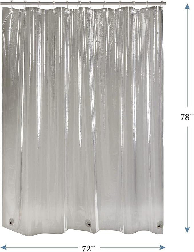 AmazerBath 72x78 Long Shower Curtain Liner, Clear Black Plastic Shower Curtain Liner, Waterproof PEVA Shower Liner, Cute Lightweight Shower Curtains for Bathroom with 3 Magnets & Rustproof Grommets