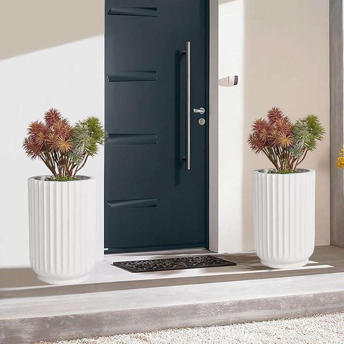 Classic Roman Column Style Planter | 20" Tall | Black & White Options | Ideal for Entrance & Living Room Corner | Durable Fiberglass Composite