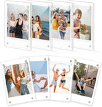 DomeStar Magnetic Acrylic Picture Frame 2.4 x 3.5 Inch, 8 Pack Double-Sided Holder for Refrigerator, Locker, or Metal Cabinet, Fits Instant Photo, Mini Film, Retro Camera, Notes & Pictures
