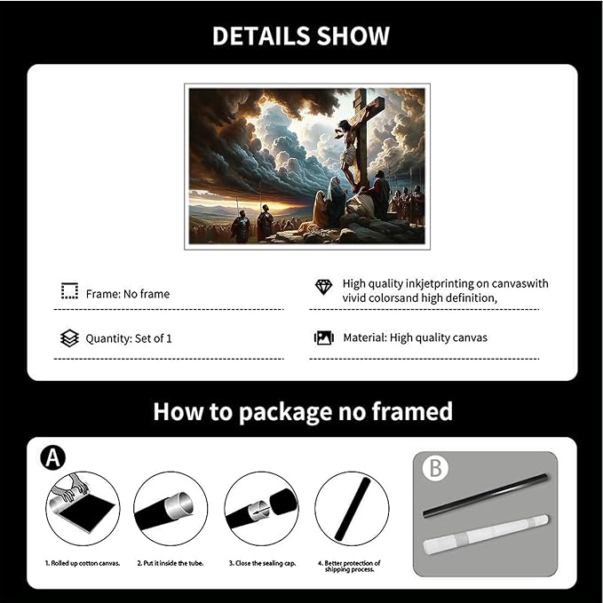 XWNLTEPK Christian Art Crucifixion Print Jesus on the Cross Art Wall Jesus Picture Modern Home Decor Canvas Wall Art Poster