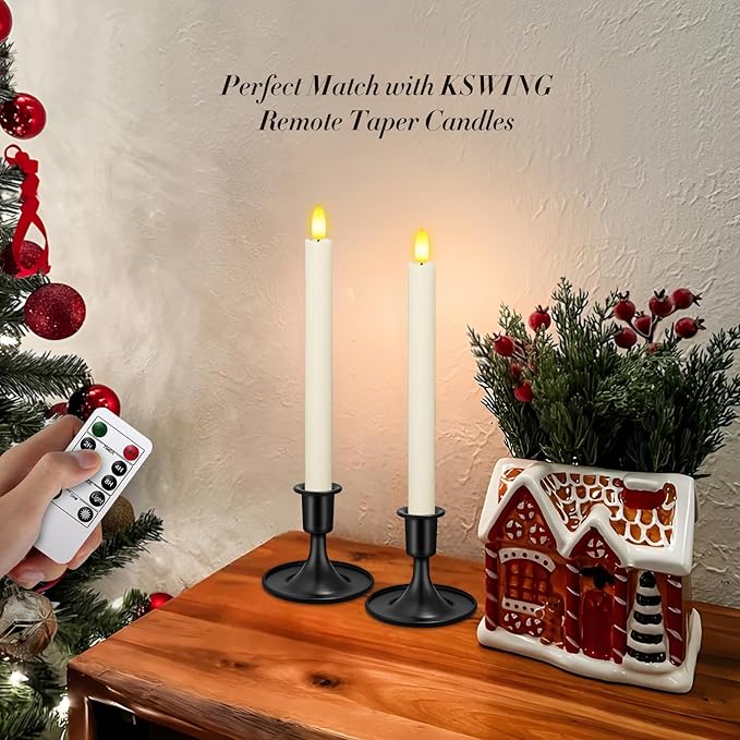 Candlestick Holders 6 PCS Short Metal Taper Candle Holders, KSWING Black Candle Stick Holders Set, Perfect for Table Centerpiece Mantel Party Wedding Christmas Home Decor, Set of 6