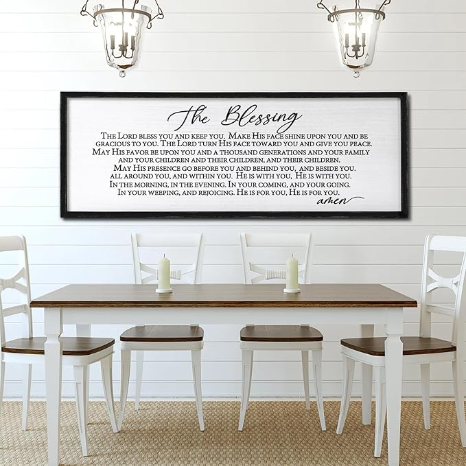 The Blessing Christian Song Lyrics Wall Decor Art 24"X10" Quote Christian Bible Verse Religious Scripture Wall Sign (Black)