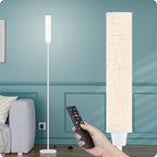 Floor Lamp with Remote Control, Floor Lamps for Living Room/Bedroom/Office, Stepless Adjustable 3000K-6000K Colors and 10-100% Brightness,Standing Light with Foot Switch (White+Beige Linen)