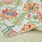 Cotton Bedspread Bedding Coverlet Quilt Sets, Reversible Vintage Branch Floral Bedspread comforters,(Vintage Floral White Pattern, King Size)