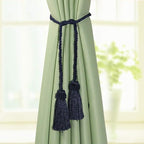 Fenghuangwu Curtain Tiebacks Handmade Decorative Curtain Holdbacks Rope with Tassel (Navy, 4P)