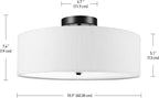 Globe Electric 60315 2-Light Flush Mount Ceiling Light, Dark Bronze, White Linen Shade, Kitchen, Lights, Bathroom, Home Essentials, Bedroom, Closet Light, Lighting Fixtures