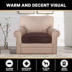PrinceDeco Couch Cushion Cover Cushion Slipcover for Chair Sofa Cushion Furniture Protector Seat Cushion Sofa Cover for Dog Pet Kid with Elastic Straps Width Up to 29.5", Brown