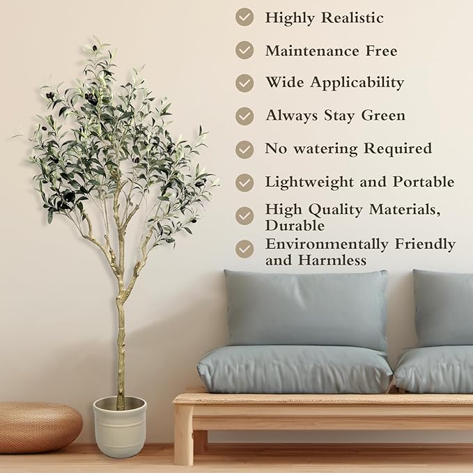 Artificial Olive Tree 5.4 ft Natural Olive Branches and Realistic Leaves for Modern Home Office Living Room Floor Decor 65 Inch