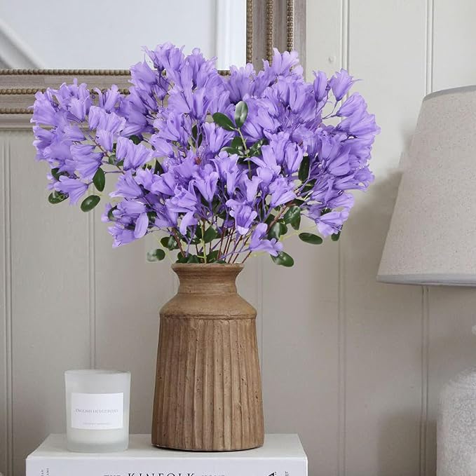 IPOPU 4Pcs Dark Purple Artificial Delphiniums, 24.8 Inch Long Stem Artificial Jacaranda Flowers for Tall Vases, Fake Delphiniums for Artificial Flower Arrangements, Home Party Decorations