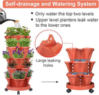 Vertical Planter 5 Tier Stackable Planters Garden Planters Strawberry Herb Flower and Vegetable Planter Indoor Outdoor Gardening Pots with Removable Wheels and Tools 2-Pack