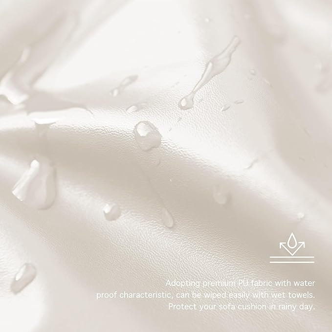 Yates Home PU Leather Couch Sofa Cushion Slipcover Water-Proof Elastic Chair RV Seat Covers Loveseat Sofa Furniture Protector Slip Cover for Settee Seater Replacement in Living Room（Sofa, Ivory）