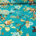ENASAL Cotton Bedspread Quilt Sets Reversible Bedding Coverlet Sets Comforter, Vintage Floral Farmhouse Pastoral Turquoise Bedspread, Queen Size