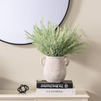 Ceramic Flower Vase Home Decor - 7.1 Inch White Rustic Table Flowers Vases Living Room Bedroom Plant Decoration Modern Farmhouse Vintage for Kitchen Shelf Office Coffee Dining Desk House Women