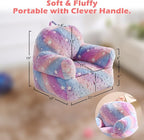 Toddler Chair, Glow in The Dark Kids Sofa Bean Bag Chair for Kids Children Couch Toddler Mini Sofa Armchair for Children, Lightweight Children Sofa Chairs (Rainbow Pink)