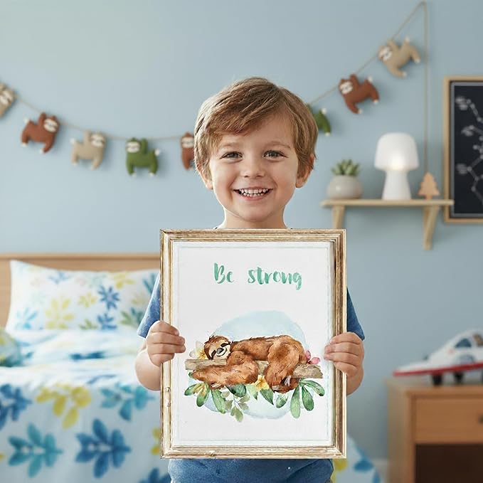 Sloth Art Prints (Set of 4) - Unframed - 11x14 | Perfect for Adding a Touch of Whimsy to Your Living Room, Bedroom, or Nursery | Ideal Wall Decor for Animal Lovers and Fans of Cute, Laid-back Decor