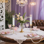 Gold Candle Holders Set of 6 for Glass Taper Candle Holders,Hurricane Candlestick Holder for Wedding, Dinning, Party Decorative, Home Decor, Anniversary，6 Brass