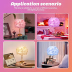 Smart Touch Control Bedside Table Feather Lamp Night Light with USB Charging for Girl, Baby, Alexa Voice Compatible, 9W 800LM Dimmable RGB Color Changing Lamp for Bedroom Nursery Desk Decor