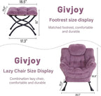 Plush Lazy Chair and Ottoman, Large Contemporary Accent Lounge Chair with Armrests and a Side Pocket, Modern Leisure Upholstered Sofa Reading Armchair with Footrest for Bedroom, Living Room