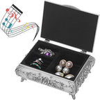 ELLDOO Vintage Music Box, Silver Metal Musical Jewelry Box Keepsake Box, Small Trinket Jewelry Storage Box Gift for Girl Women (Tune: You are My Sunshine)