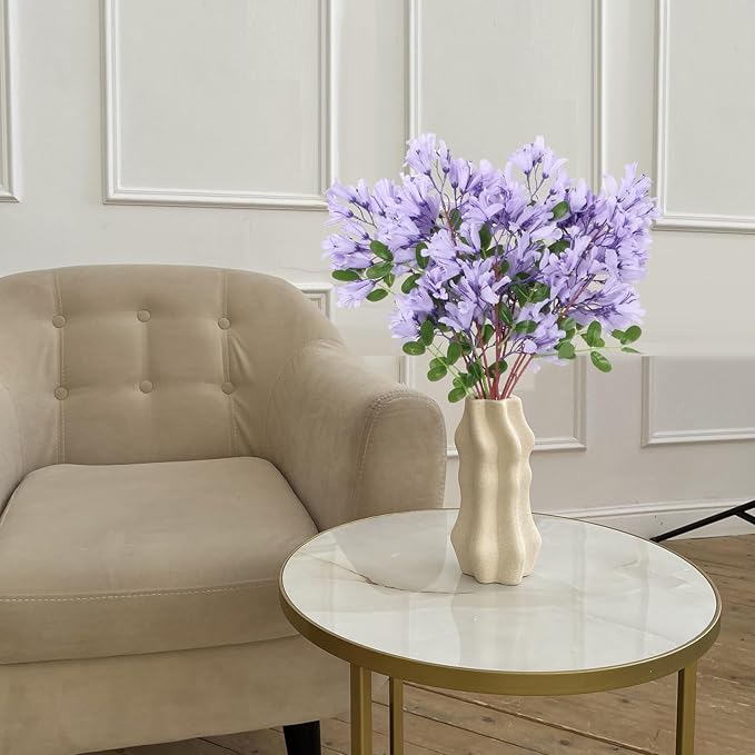 IPOPU 4Pcs Faux Light Purple Artificial Delphiniums, 24.8 Inch Long Stem Artificial Jacaranda Flowers for Tall Vases, Fake Delphiniums for Artificial Flower Arrangements, Home Party Decorations