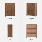 5 Drawer Dressers for Bedroom, Modern Closet Chest of Drawers with Waveform Fluted Panel, Large Wood Storage Dresser Organizer for Nursery Bedroom Living Room Hallway Closet, Walnut