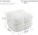 Zesthouse Square Pouf Ottoman, Modern Ottoman Coffee Table for Living Room, Fuzzy Sherpa Couch Foot Rest, Upholstered Tufted Cube Stool for Couch, White